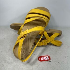 CROCS Tulum Yellow Strappy Slingback Buckle Sandals 206107 Women Sz 8